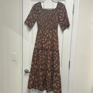 Brown Floral Women's Dress